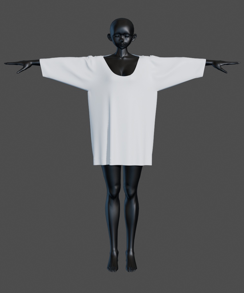 【汎用衣装データ】大きめTシャツ(通常ver・肩ずりさがりver)