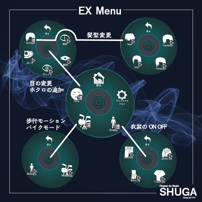 【オリジナル3Dモデル】朱牙 -Syuga- バイク移動ギミック付き