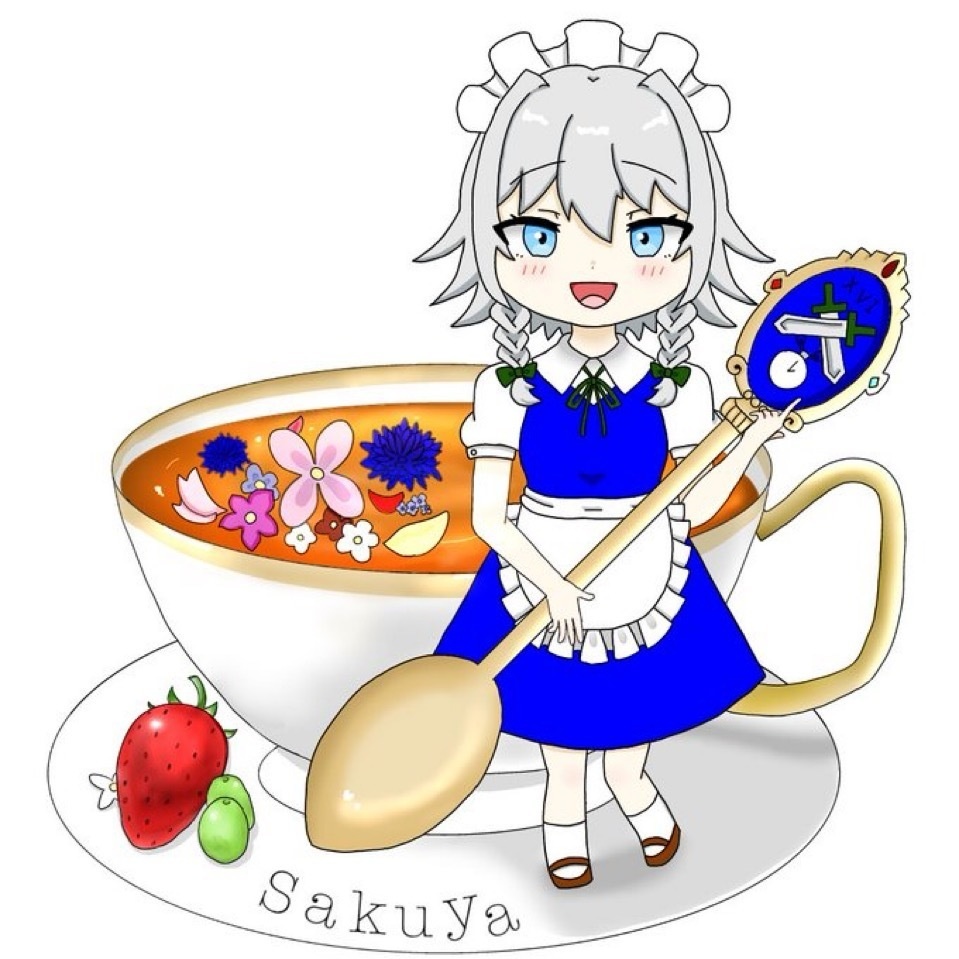 ちび咲夜さんとお紅茶アクリルキーホルダー