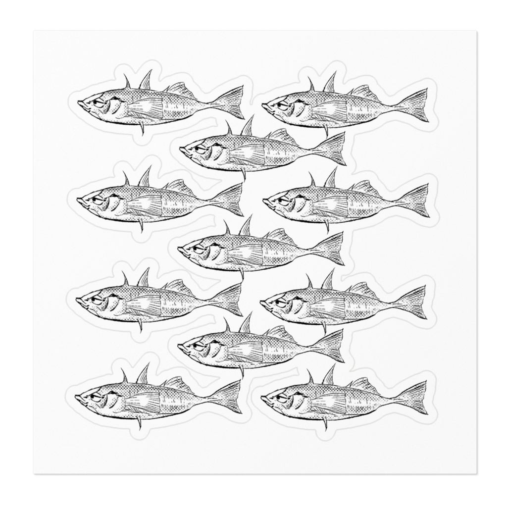 群れをなすイトヨ開ステッカー