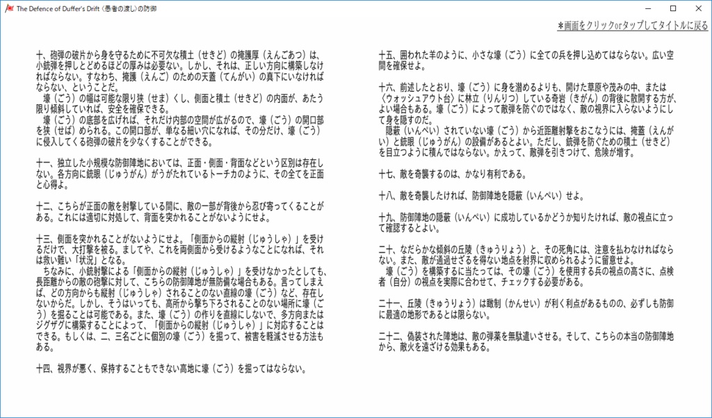 Windows用ゲーム『The Defence of Duffer's Drift 〈愚者の渡し〉の防御』