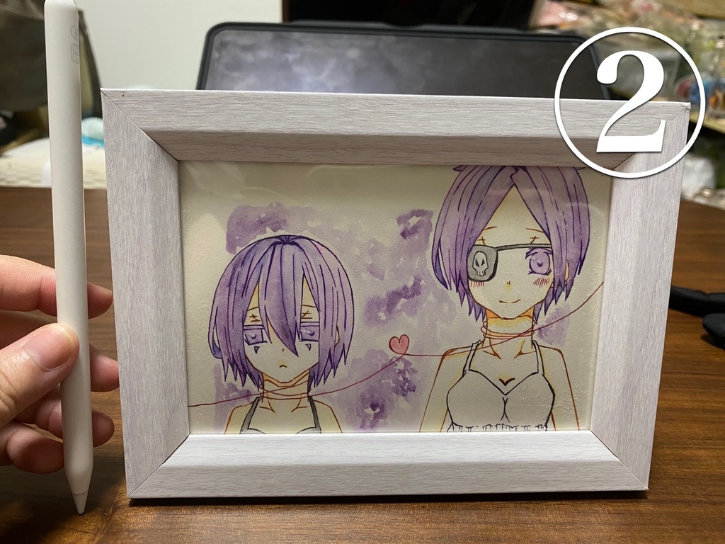 【額縁付き】マモ髑のアナログ原画 4種