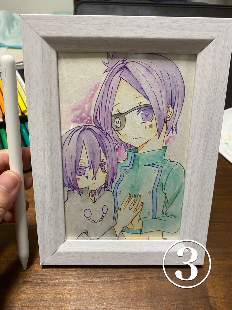 【額縁付き】マモ髑のアナログ原画 4種