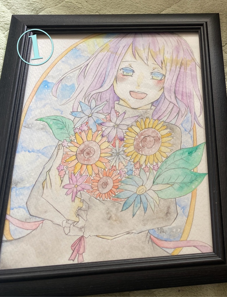 【オリジナル】少女2人【額縁付き】