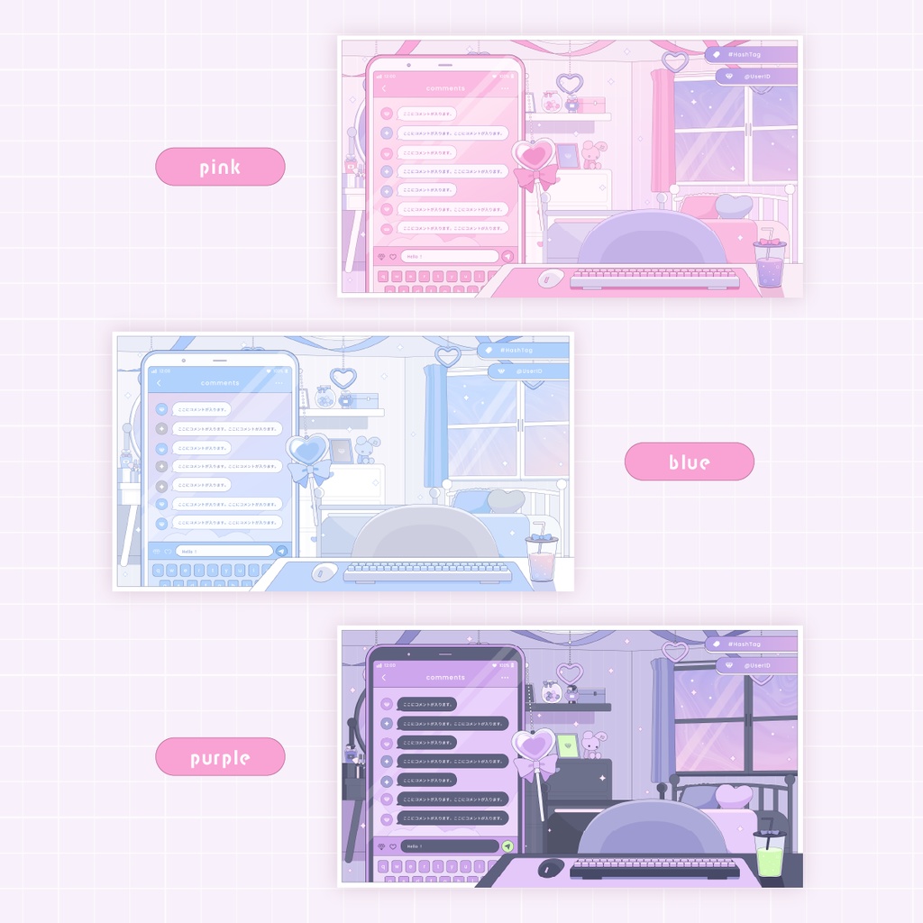 動く!お部屋の配信画面セット/ポップなお部屋