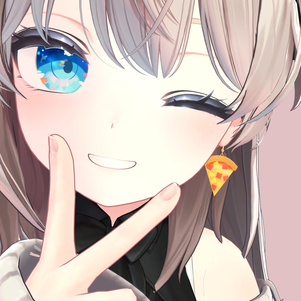 【VRC想定】ハワイアンピザのピアス【PB対応】|Hawaiian Pizza Hook Earring #MAHOUNOHEYA