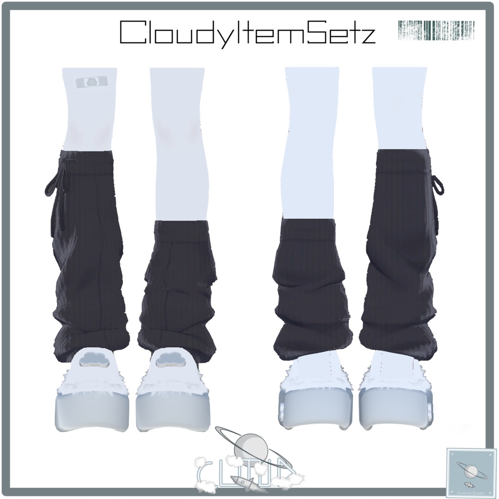 ☁【真冬ちゃん向け】CloudyItemSetz(ミニくまぬいぐるみ達、厚底風もふもふサンダル、雲ピン、雲絆創膏 セット)☁