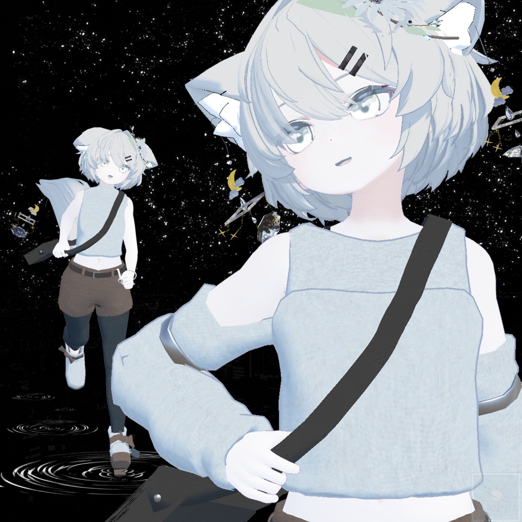 【簡単導入】耳と尻尾のピアス Under The Cloudy Moon【真冬ちゃん以外も可】