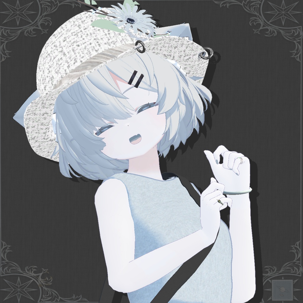 【真冬ちゃん対応】ゆれるアクセサリー付帽子【簡単ポン置き】