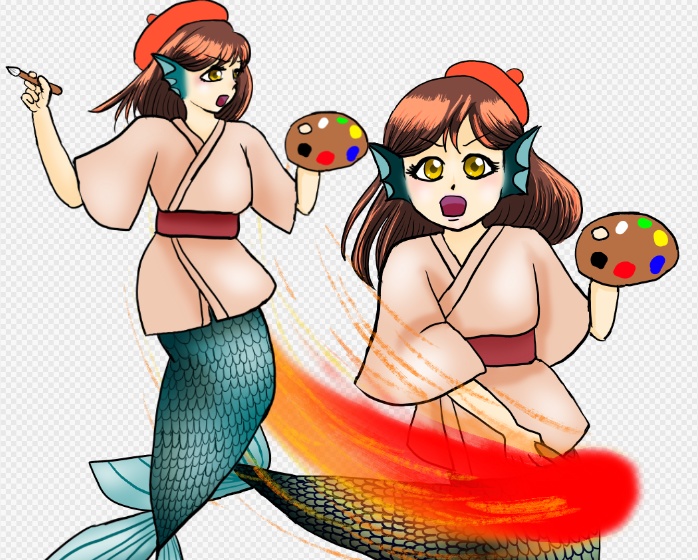 人魚画家エネミー素材画像集