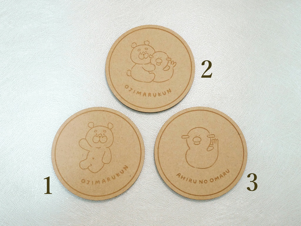 おじまるくん木製コースター