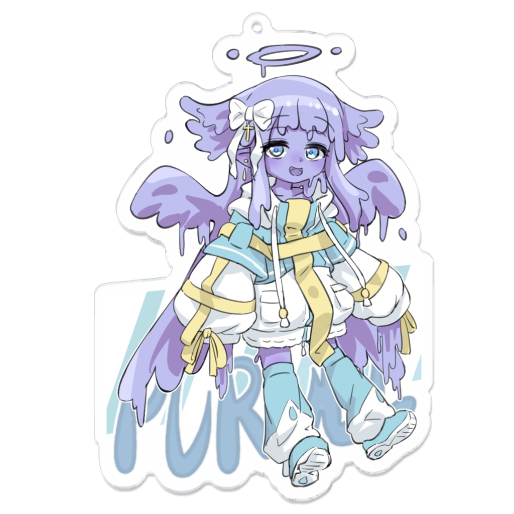 イヌエル・プルエルふわふわ天使系ファッション風アクリルキーホルダー(もんむす・くえすと! ぱらどっくすRPG二次創作)