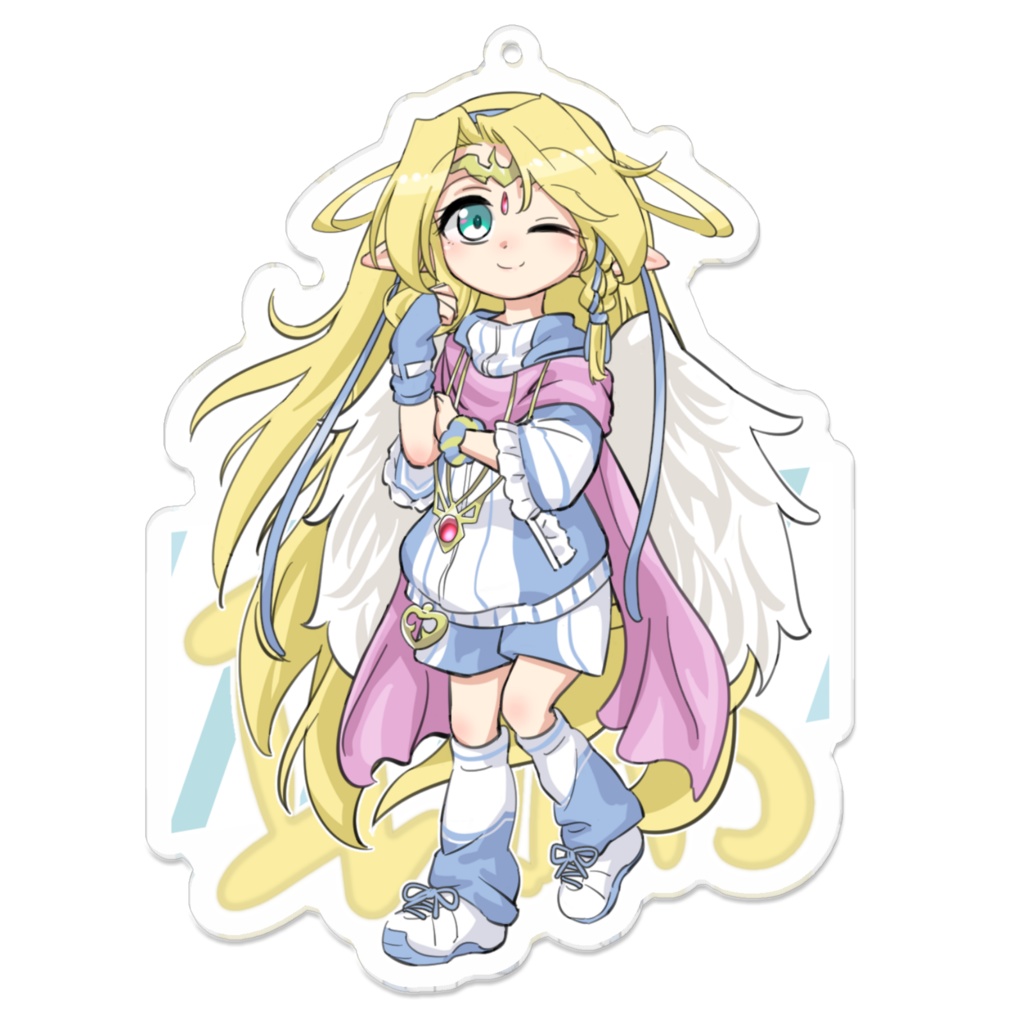 イリアスふわふわ天使系ファッション風アクリルキーホルダー（もんむす・くえすと! ぱらどっくすRPG二次創作）