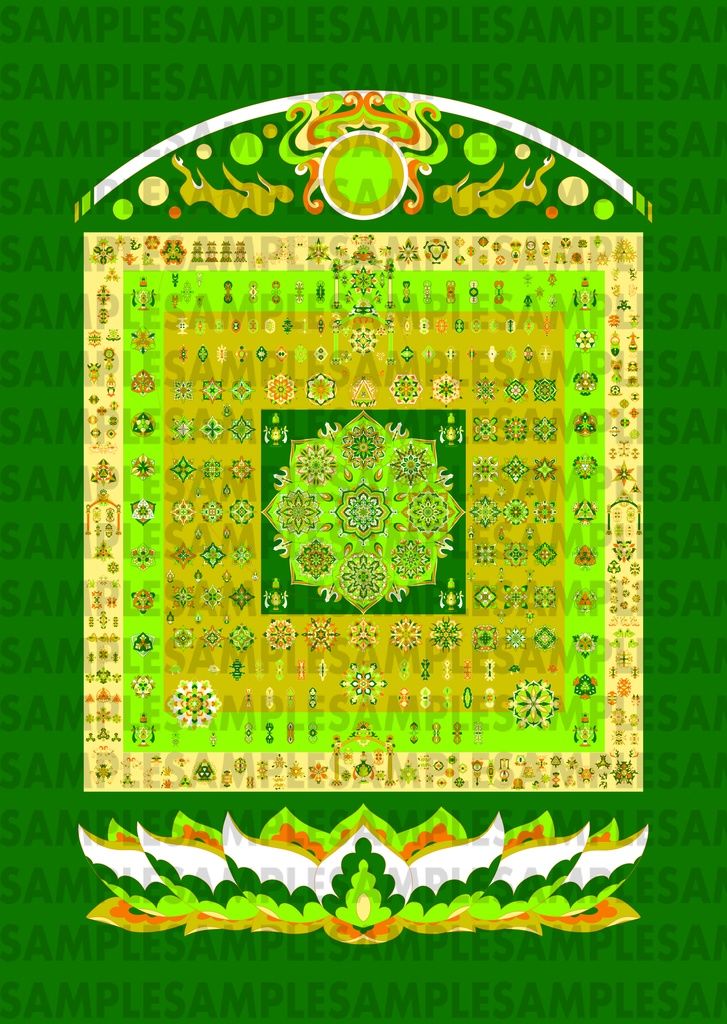 【ポスター】線対胎蔵曼荼羅《彩色》豪華版  緑①  全5サイズ