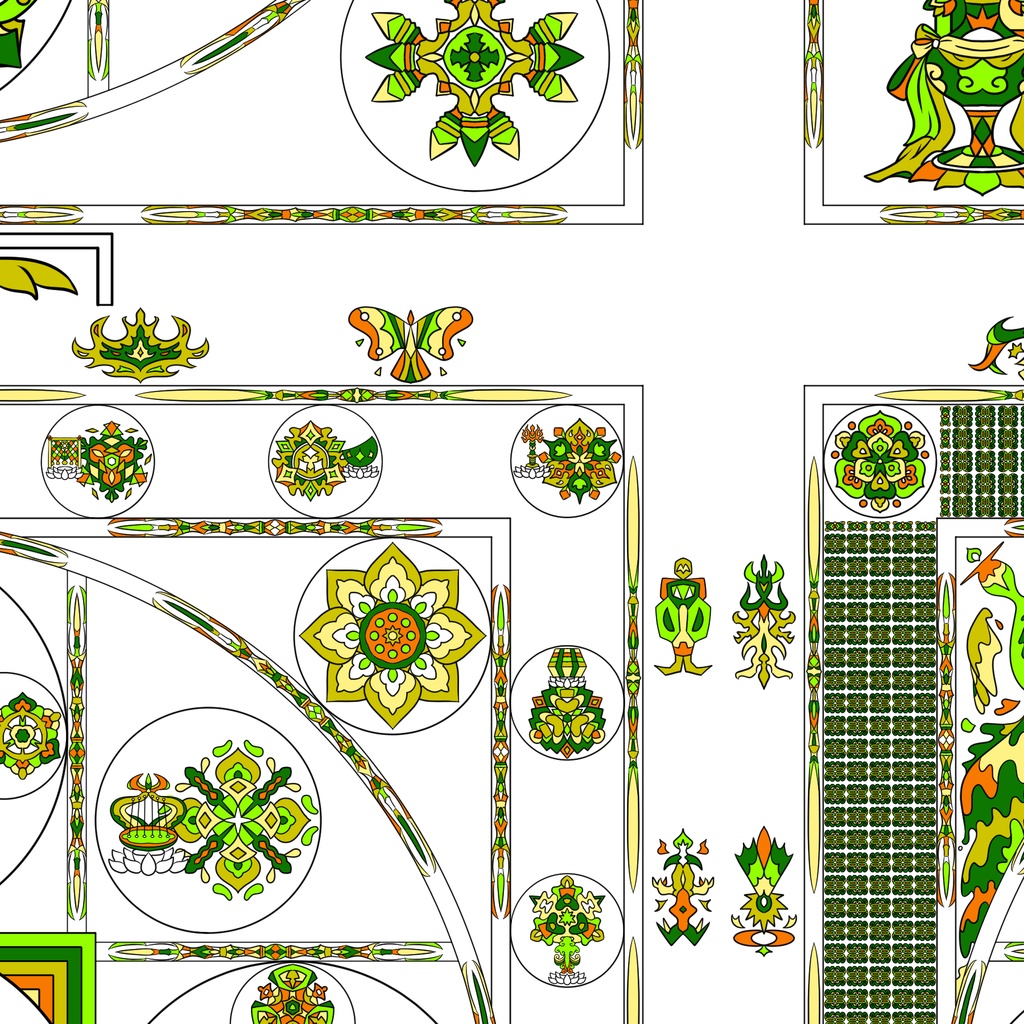 【ポスター】線対金剛界曼荼羅《彩色》豪華版  緑②  全5サイズ
