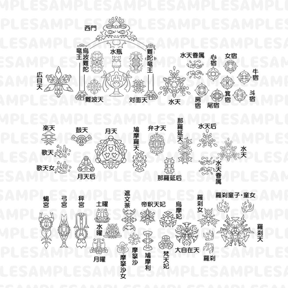 【線対胎蔵曼荼羅ぬりえ】最外院西