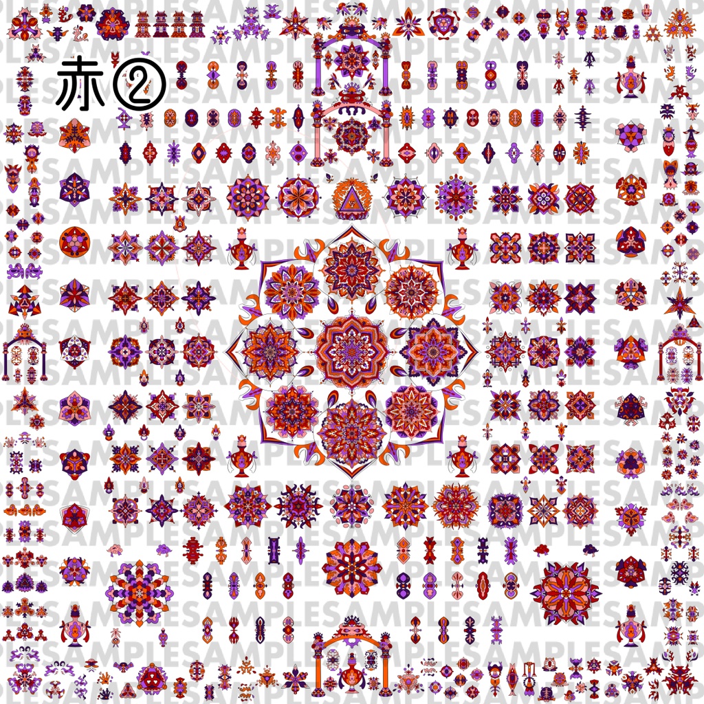 【ダウンロード】線対胎蔵曼荼羅【彩色】  全6種