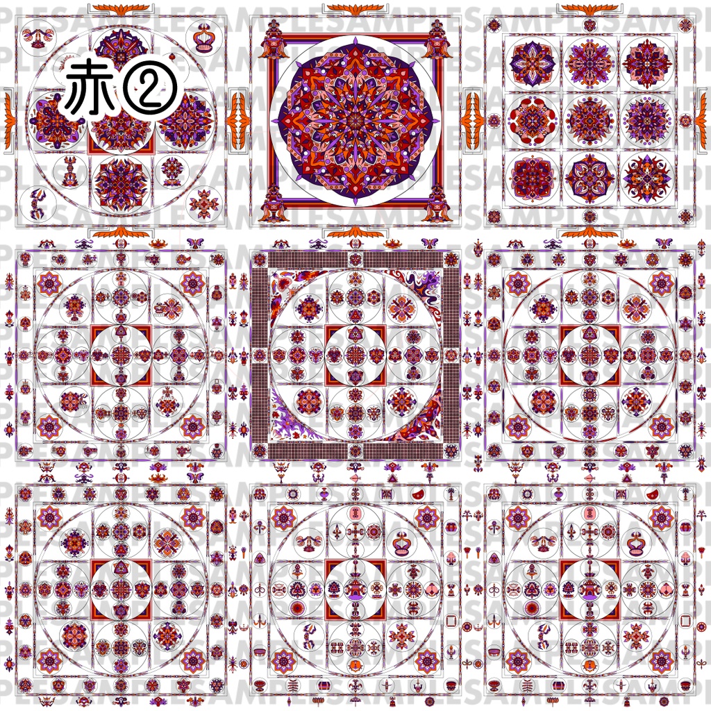 【ダウンロード】線対金剛界曼荼羅【彩色】 全6種