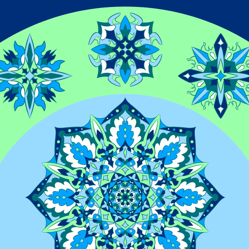 【ポスター】線対薬師瑠璃光曼荼羅《彩色》豪華版 青① 全5サイズ