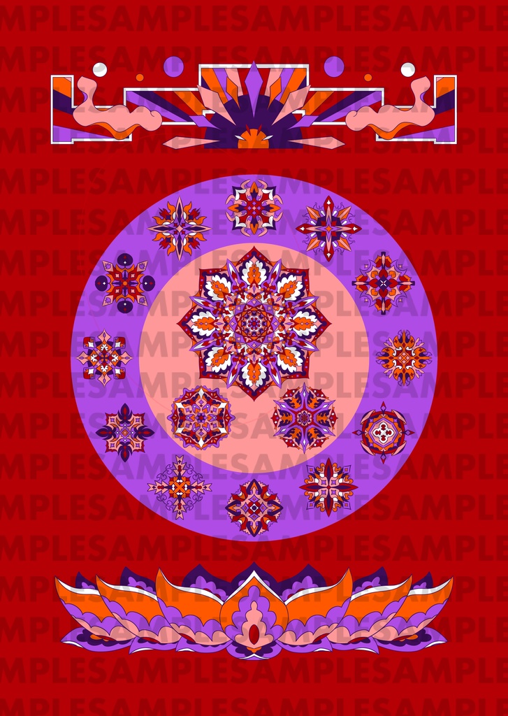 【ポスター】線対薬師瑠璃光曼荼羅《彩色》豪華版 赤① 全5サイズ