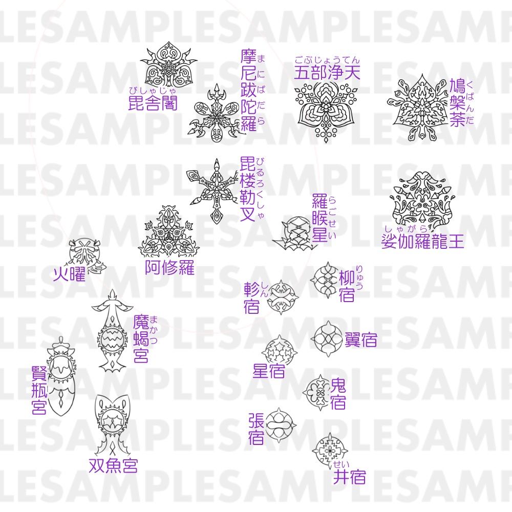 【線対孔雀明王曼荼羅ぬりえ】第三院