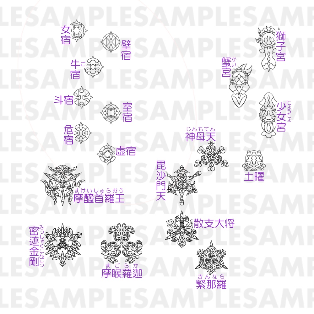 【線対孔雀明王曼荼羅ぬりえ】第三院
