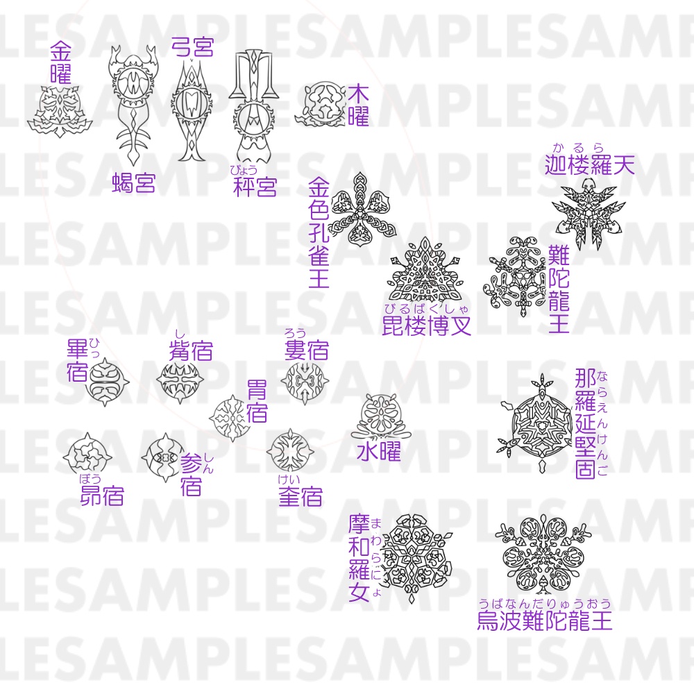 【線対孔雀明王曼荼羅ぬりえ】第三院