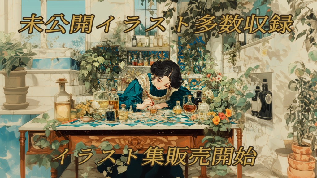 香水を喰らう吸血鬼より【秘密の調香室】水彩イラスト集14枚（未公開イラスト11枚含む）