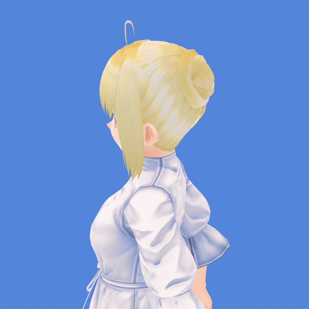 【VRoidヘアプリセット】Messy bun, long side bangs with ahoge