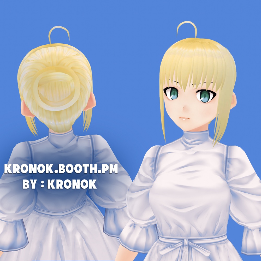 【VRoidヘアプリセット】Messy bun, long side bangs with ahoge