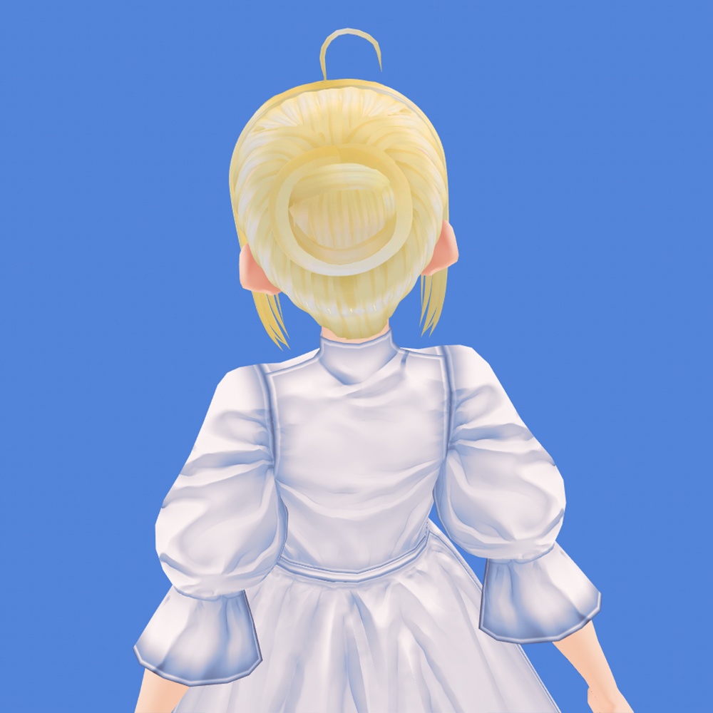 【VRoidヘアプリセット】Messy bun, long side bangs with ahoge