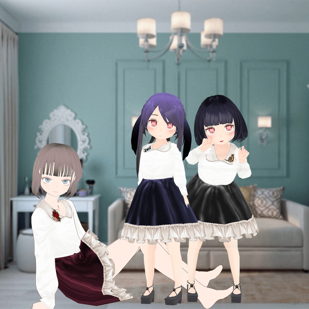 【無料】レトロガールコーデセット【セシル変身・VRoidテクスチャ】