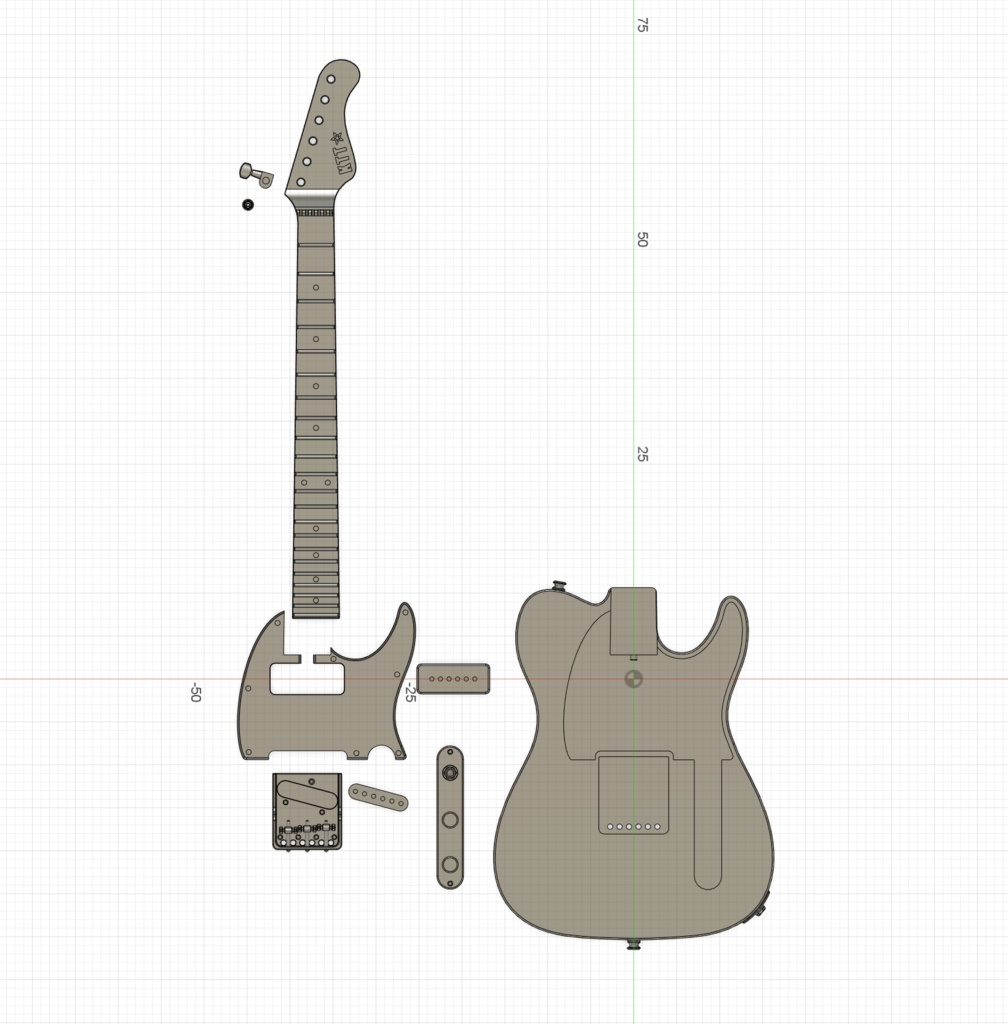 ギター ミニチュア テレキャスタータイプ 3Dデータ(STL)