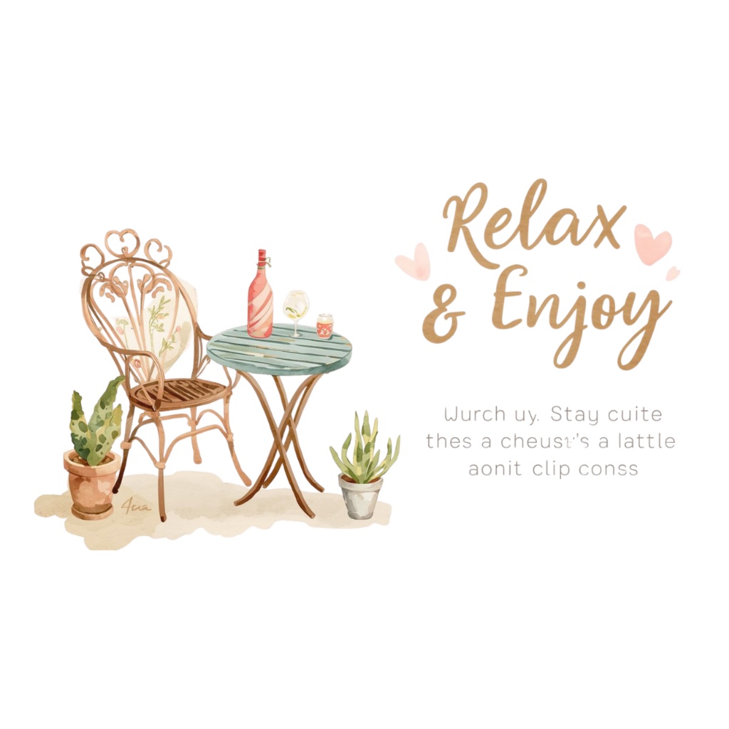 水彩タッチの ナチュラルな女の子をモチーフ、カフェ風クリップアート38点セット