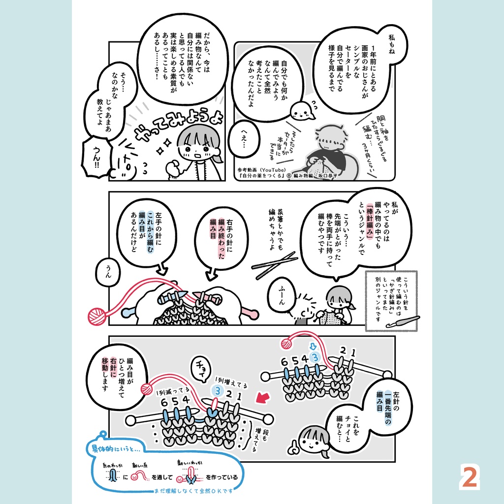 【自家通販】『まじでめちゃくちゃ分かりやすい棒針編み入門漫画』1巻