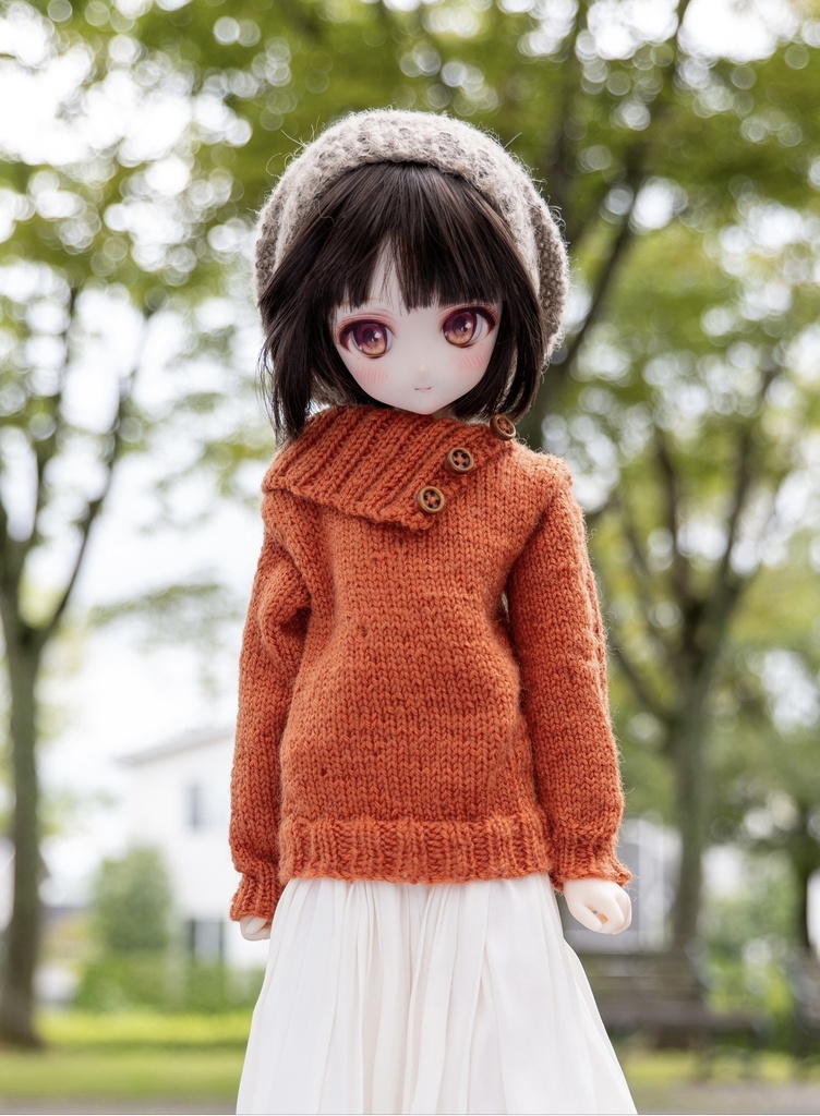 MDD 変わり襟のニット　テラコッタ