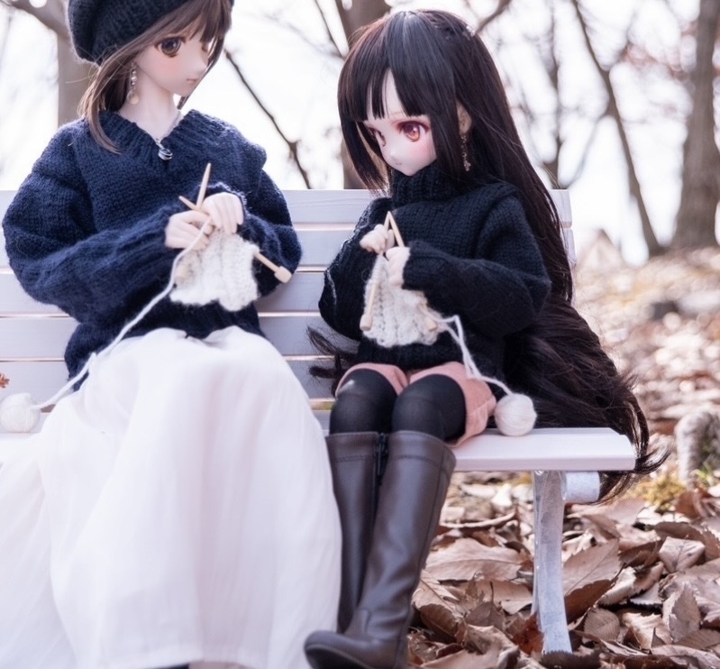 編みかけマフラー