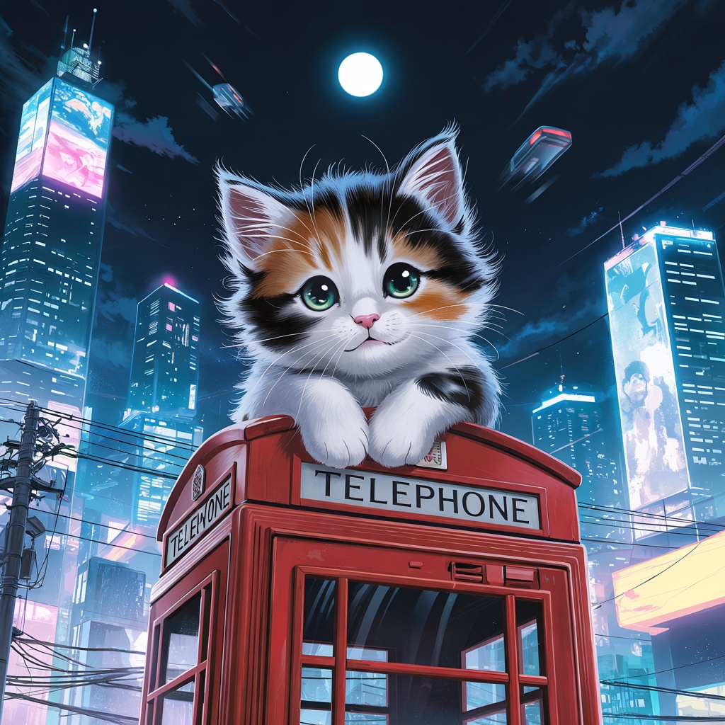 可愛い猫と夜景