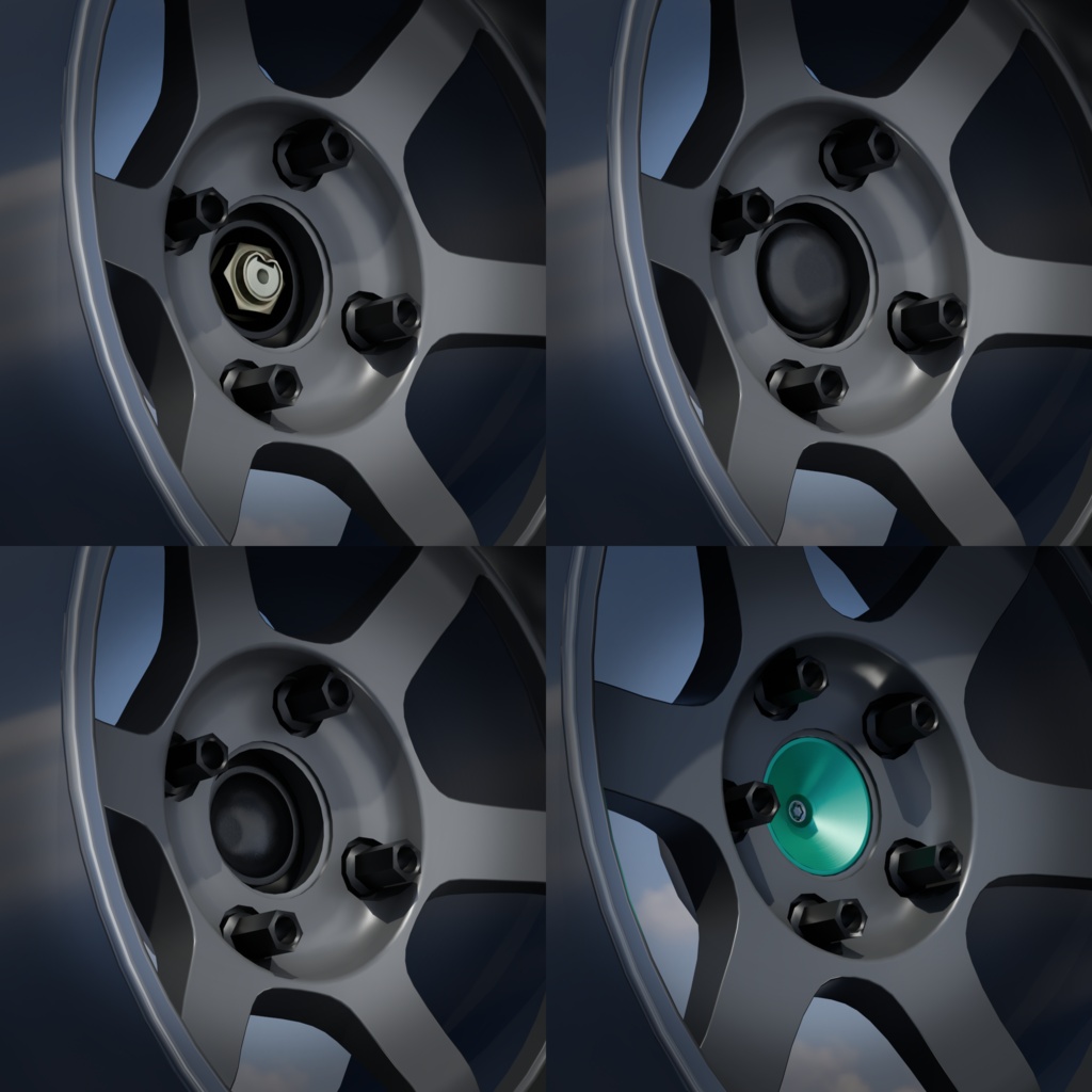 【3Dモデル】センターキャップレスホイール用ディテールアップパーツ