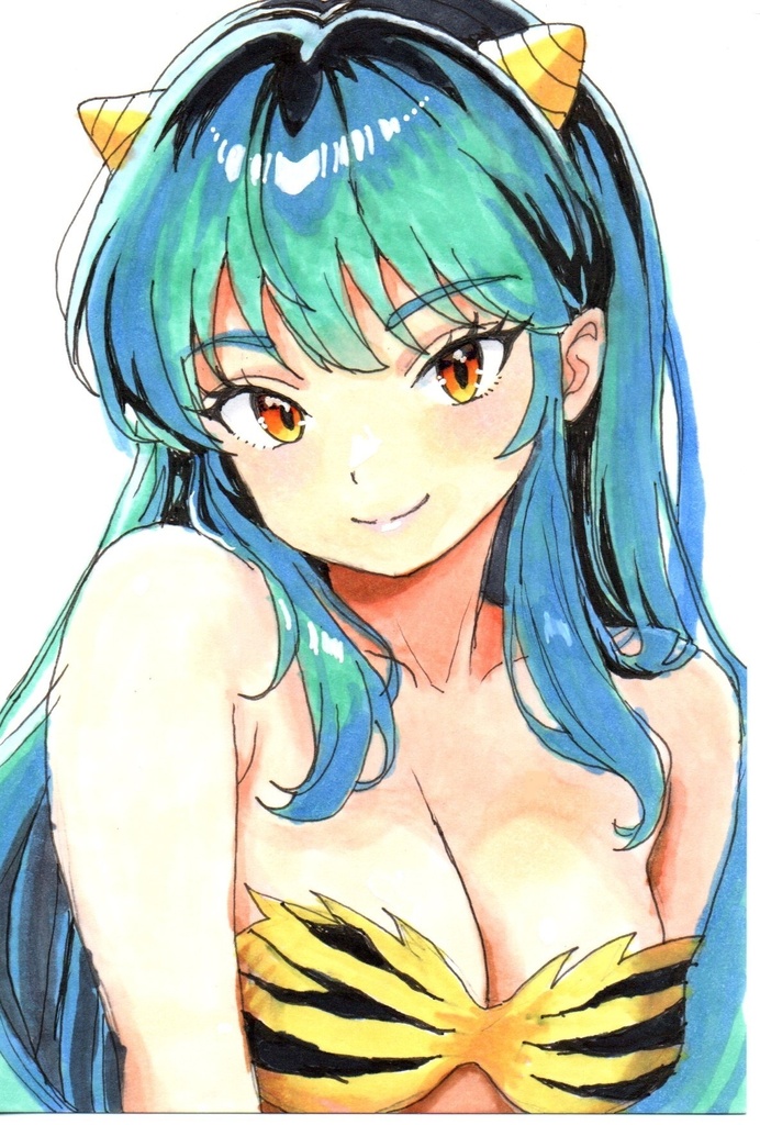 超美品!精密複製画 うる星やつら ラムちゃん ファンアート 手描きイラスト コピック