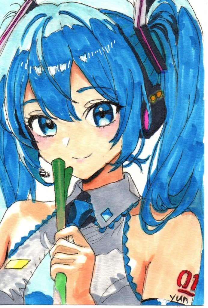 超美品！精密複製画　初音ミク　ボーカロイド　ファンアート　手描きイラスト　コピック