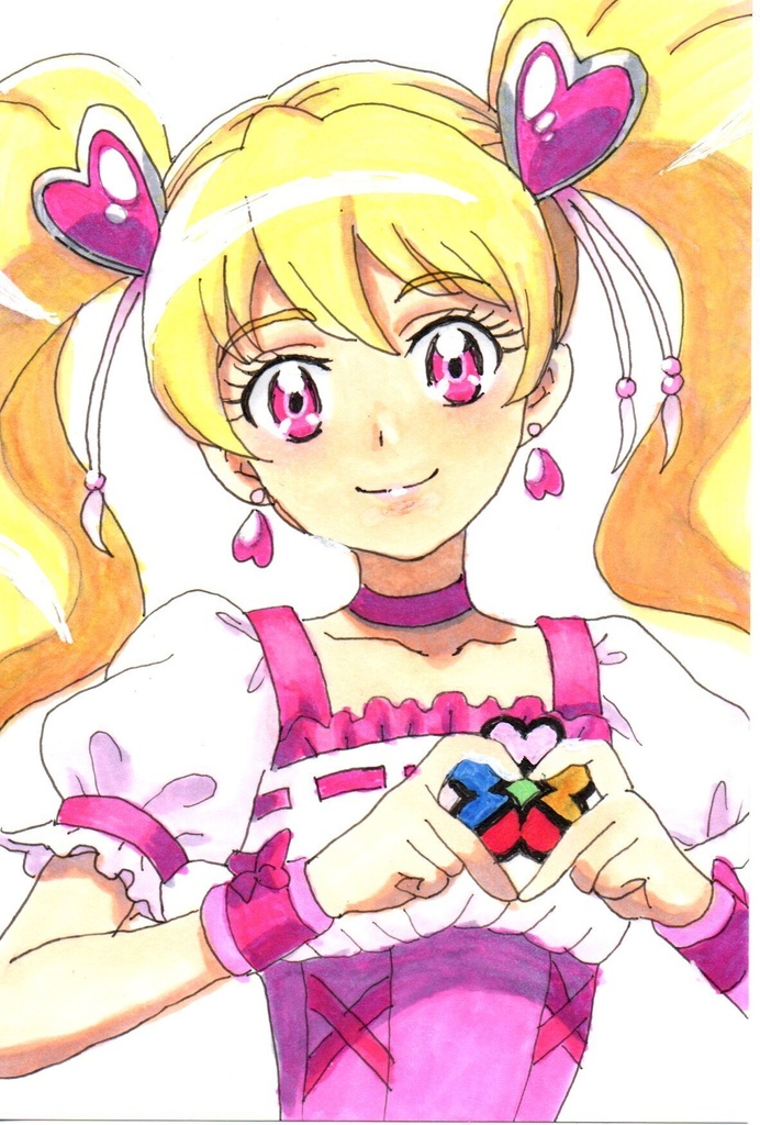 超美品！精密複製画　キュアピーチ　フレッシュプリキュア　ファンアート　手描きイラスト　コピック
