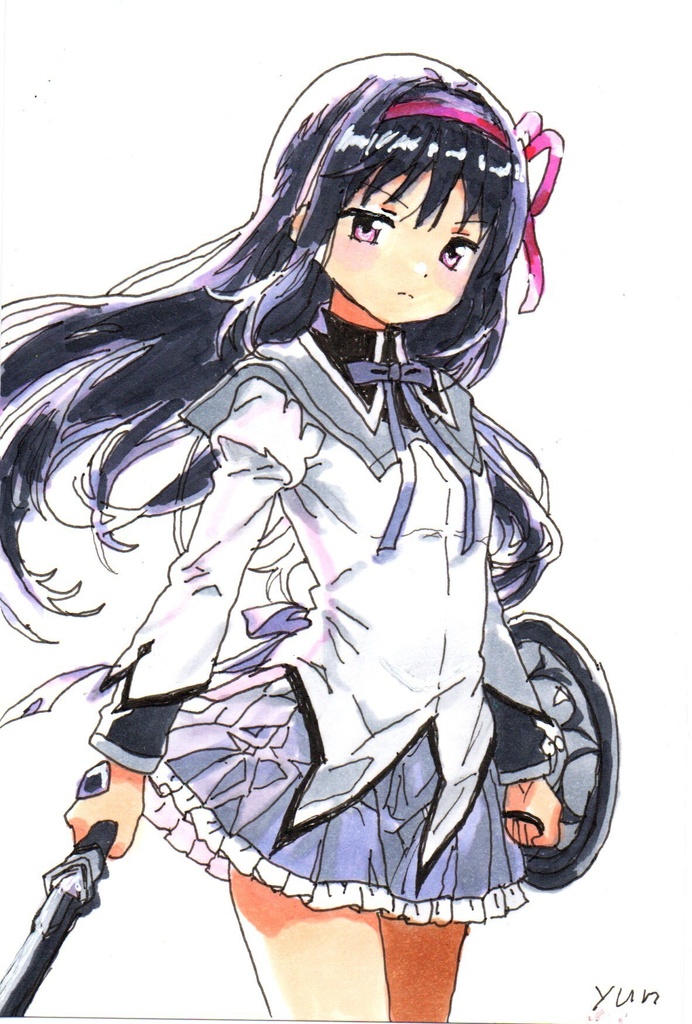 超美品!精密複製画 まど☆マギ 暁美ほむら ファンアート 手描きイラスト コピック