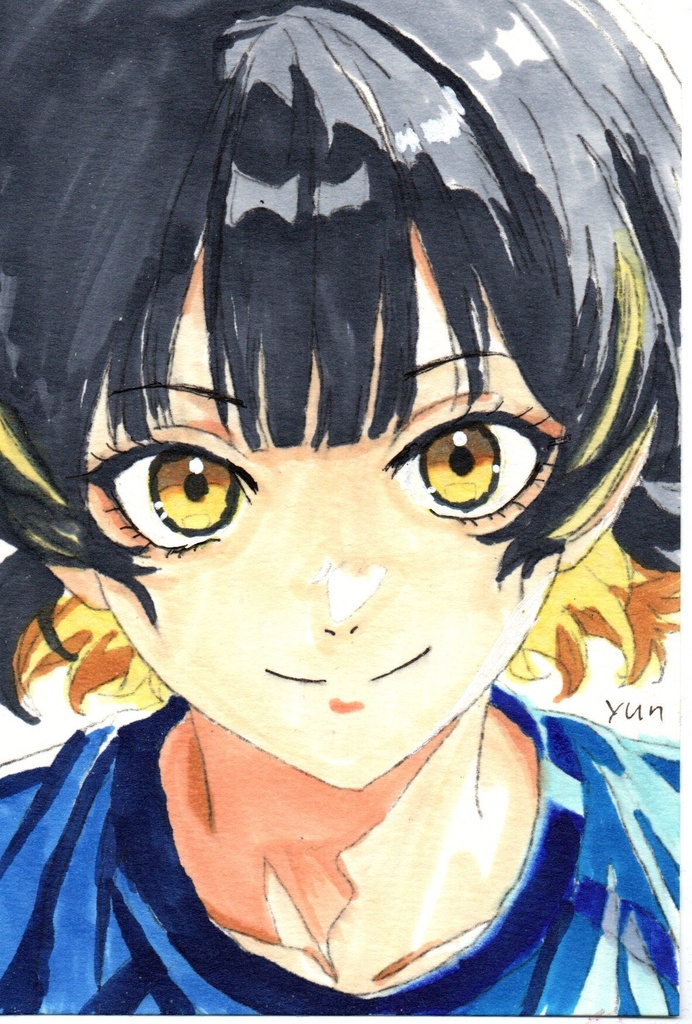 超美品!精密複製画 蜂楽廻 ブルーロック ブルロ ファンアート 手描きイラスト コピック