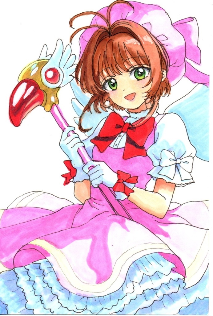 超美品!精密複製画 木之本さくら カードキャプターさくら ファンアート 手描きイラスト コピック