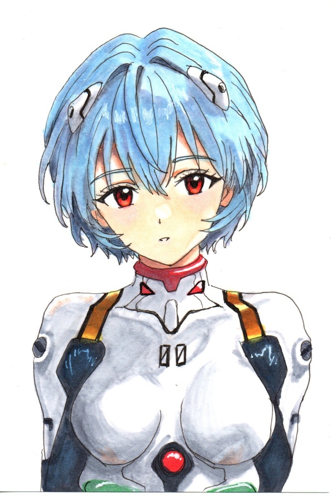超美品!精密複製画 綾波レイ 新世紀エヴァンゲリオン ファンアート 手描きイラスト コピック