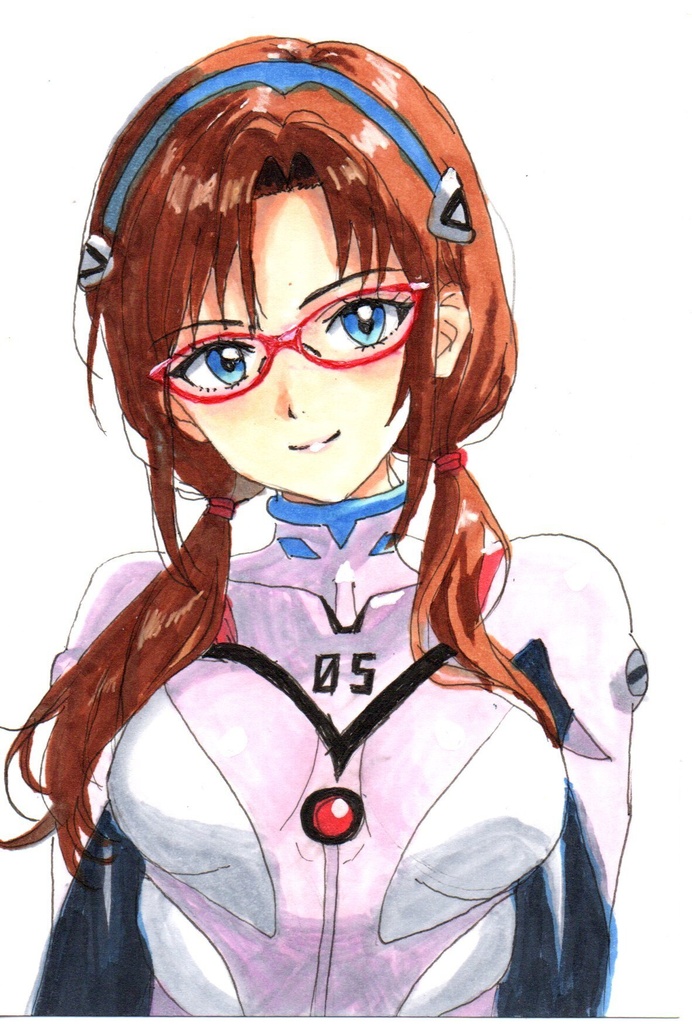超美品!精密複製画 真希波・マリ・イラストリアス 新世紀エヴァンゲリオン ファンアート 手描きイラスト コピック