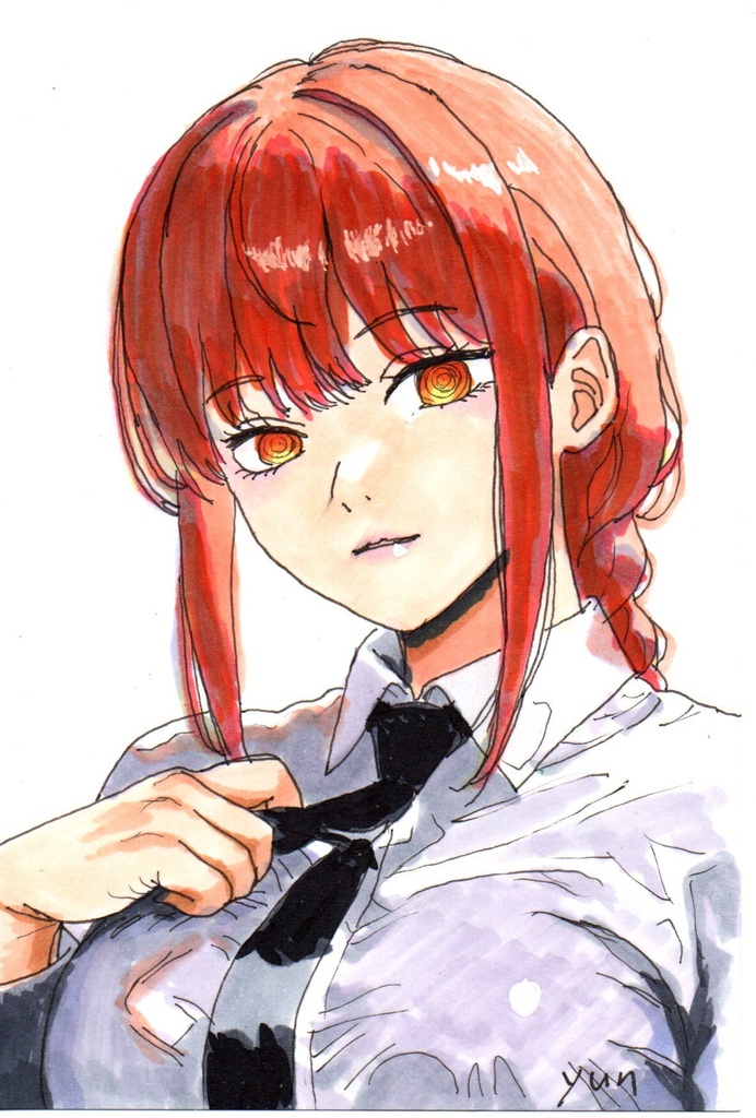超美品!精密複製画 マキマ チェンソーマン ファンアート 手描きイラスト コピック