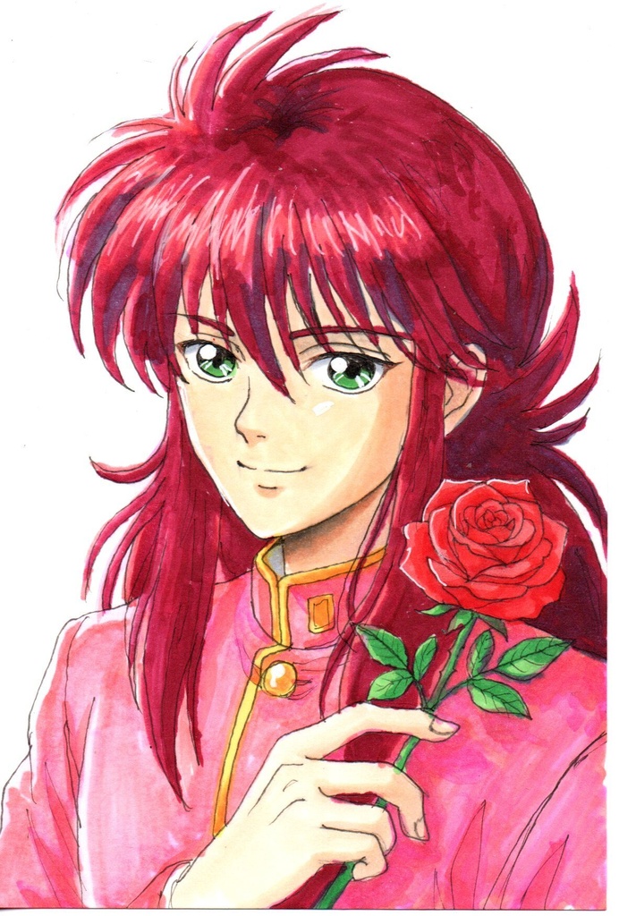 超美品!精密複製画 蔵馬 南野秀一 幽☆遊☆白書 ファンアート 手描きイラスト コピック