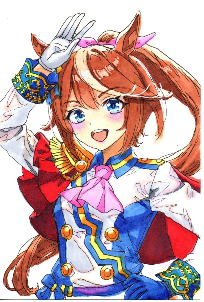 超美品!精密複製画 トウカイテイオー ウマ娘 ファンアート 手描きイラスト コピック